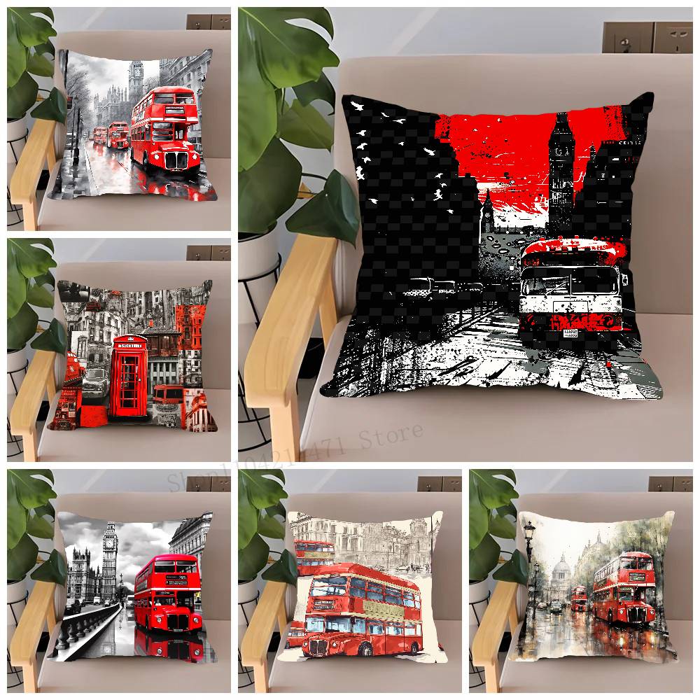 London Red Bus Print Pillow Ca - Home Textiles London review and price