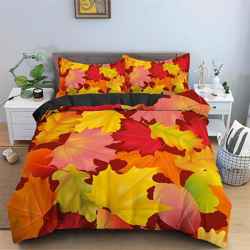 Maple Leaves Duvet Cover Autum - Bed Sheet Microfiber review and price