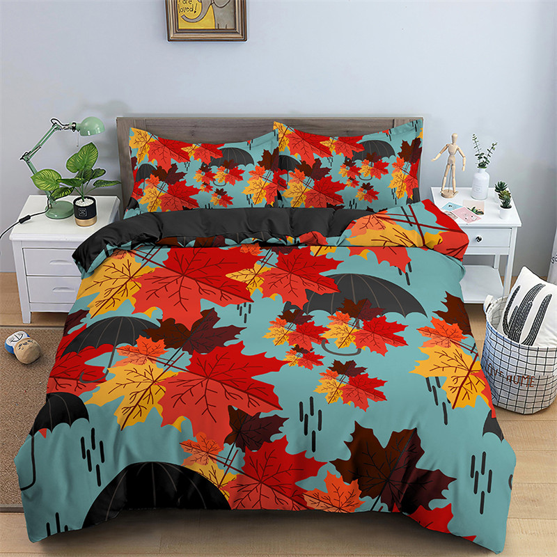 Maple Leaves Duvet Cover Autum - Bed Sheet Microfiber review and price
