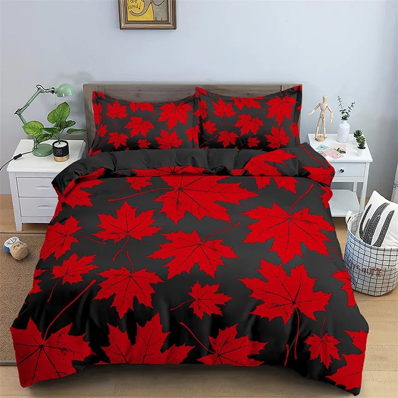 Maple Leaves Duvet Cover Autum - Bed Sheet Microfiber review and price