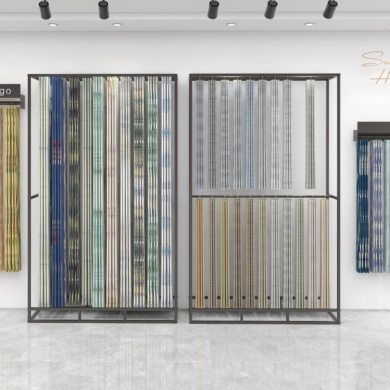 Curtain shop large display rac - Home Textiles Exhibition review and price