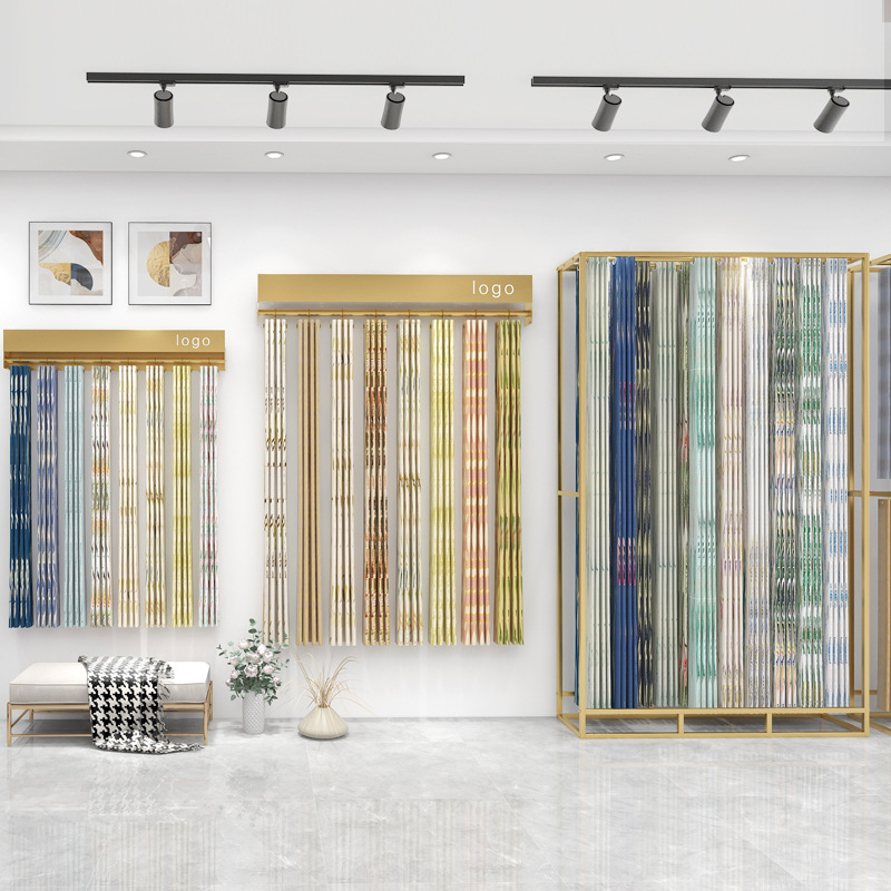 Curtain shop large display rac - Home Textiles Exhibition review and price